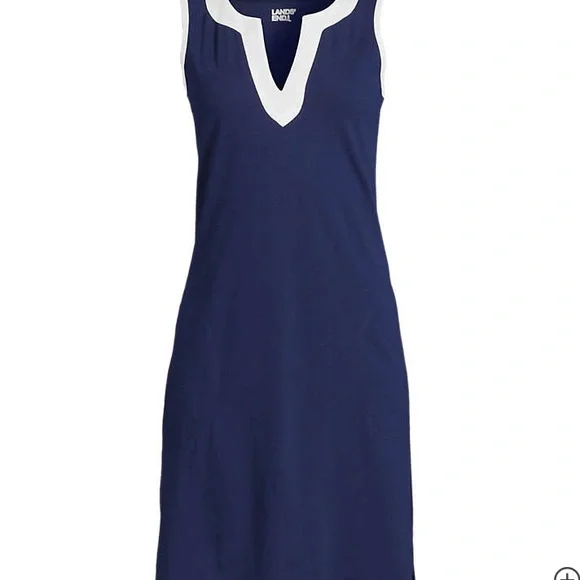Lands End Navy Cotton Dress M NEW - Picture 3 of 7